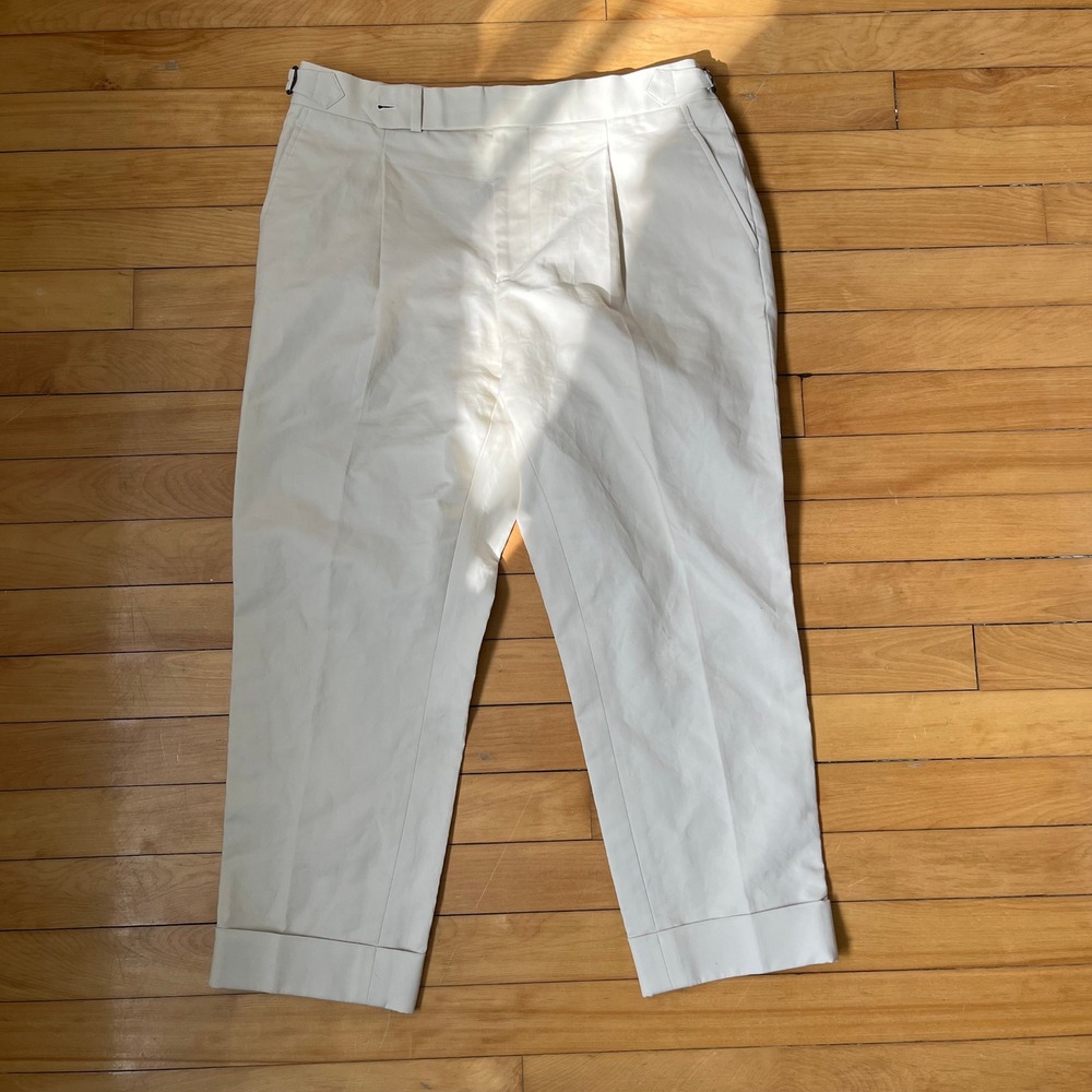 Spier & Mackay Mens 34 Contemporary Pants Trousers Off White Pleated